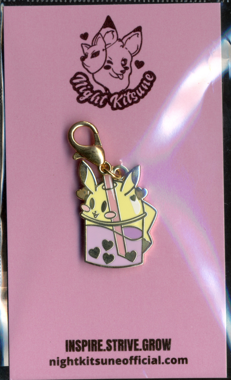 NightK - Pika-Bubble Tea-  Enamel Charm - Destination Retro