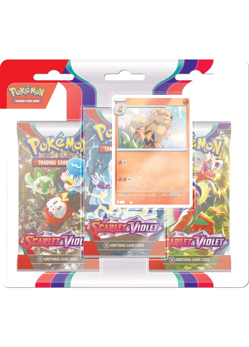 Pokémon TCG: Scarlet & Violet - Base Set - Blister Pack - Three Boosters - Arcanine Promo Card - Destination Retro