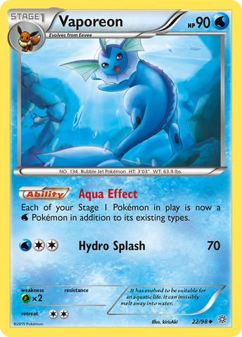 Vaporeon (22/98) [XY: Ancient Origins] - Destination Retro