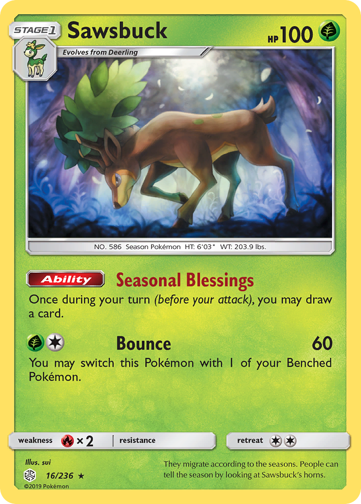 Sawsbuck (16/236) [Sun & Moon: Cosmic Eclipse] - Destination Retro