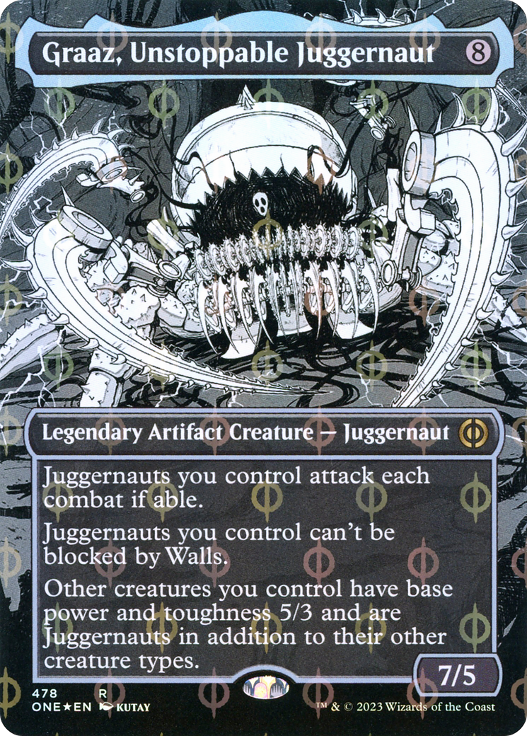 Graaz, Unstoppable Juggernaut (Borderless Manga Step-and-Compleat Foil) [Phyrexia: All Will Be One] - Destination Retro
