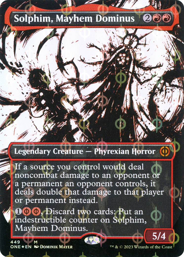 Solphim, Mayhem Dominus (Borderless Ichor Step-and-Compleat Foil) [Phyrexia: All Will Be One] - Destination Retro