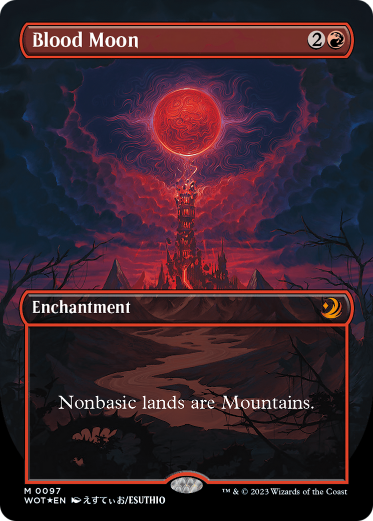 Blood Moon (Anime Borderless) (Confetti Foil) [Wilds of Eldraine: Enchanting Tales] - Destination Retro
