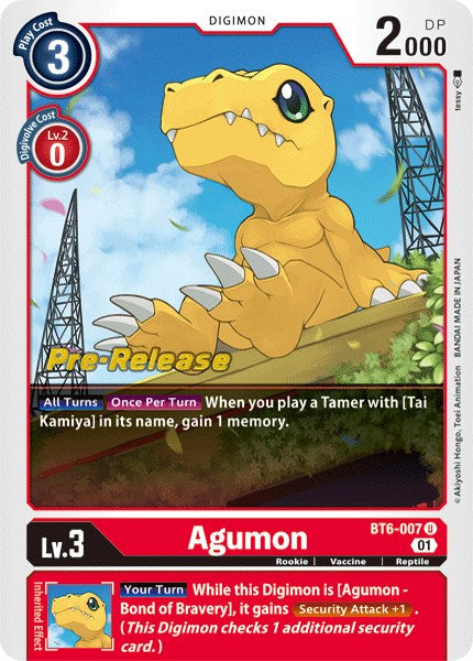 Agumon [BT6-007] [Double Diamond Pre-Release Cards] - Destination Retro