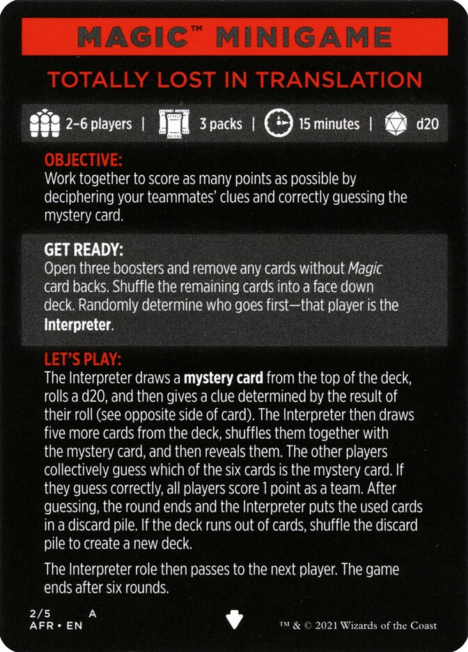 Totally Lost in Translation (Magic Minigame) [Dungeons & Dragons: Adventures in the Forgotten Realms Minigame] - Destination Retro