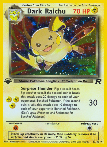 Dark Raichu (83/82) [Team Rocket 1st Edition] - Destination Retro