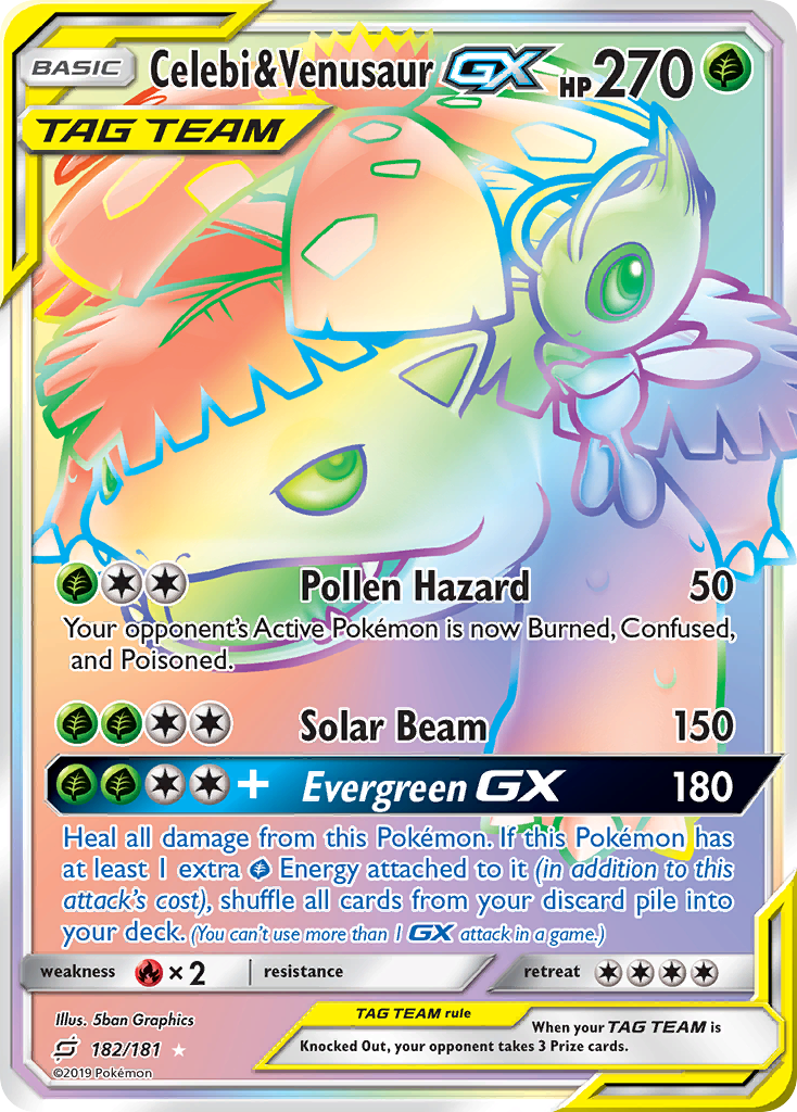 Celebi & Venusaur GX (182/181) [Sun & Moon: Team Up] - Destination Retro