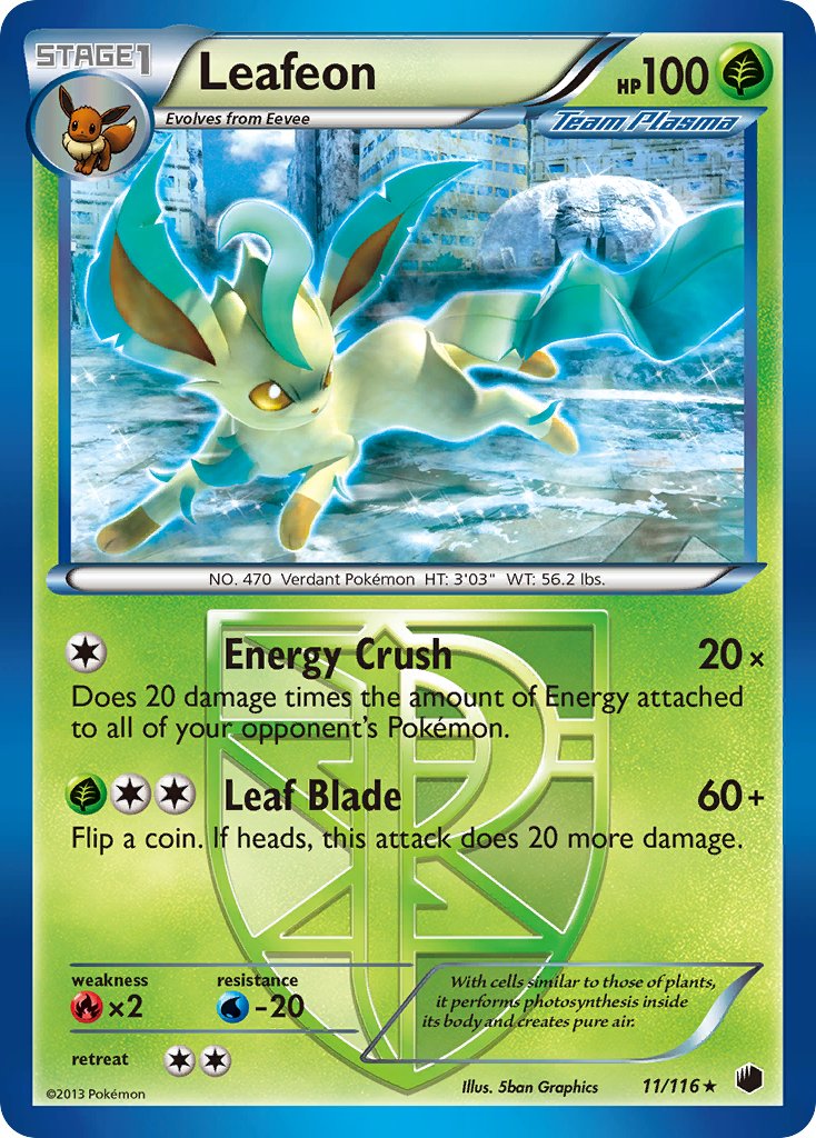 Leafeon (11/116) (Theme Deck Exclusive) [Black & White: Plasma Freeze] - Destination Retro