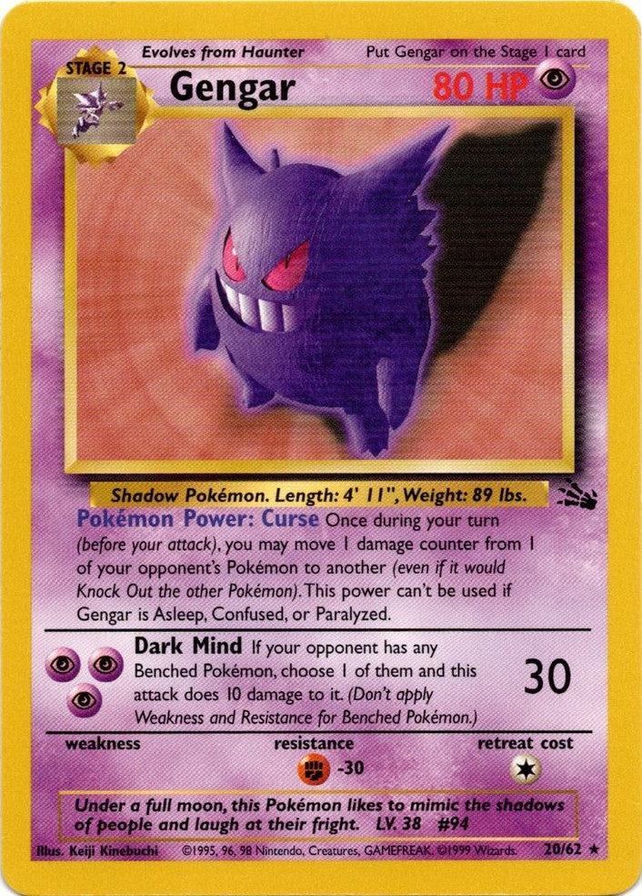 Gengar (20/62) [Fossil Unlimited] - Destination Retro