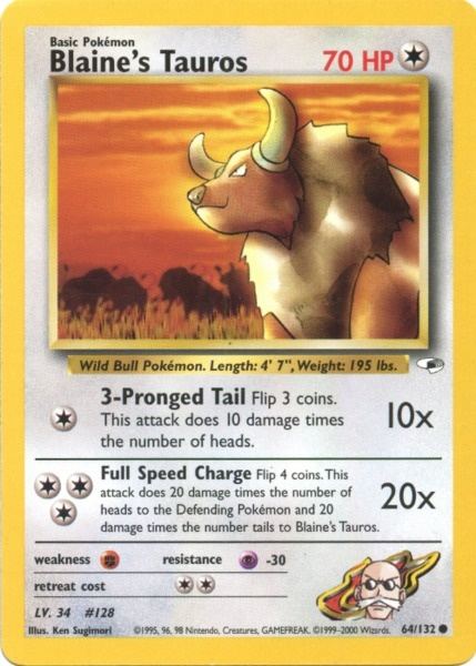 Blaine's Tauros (64/132) [Gym Heroes Unlimited] - Destination Retro