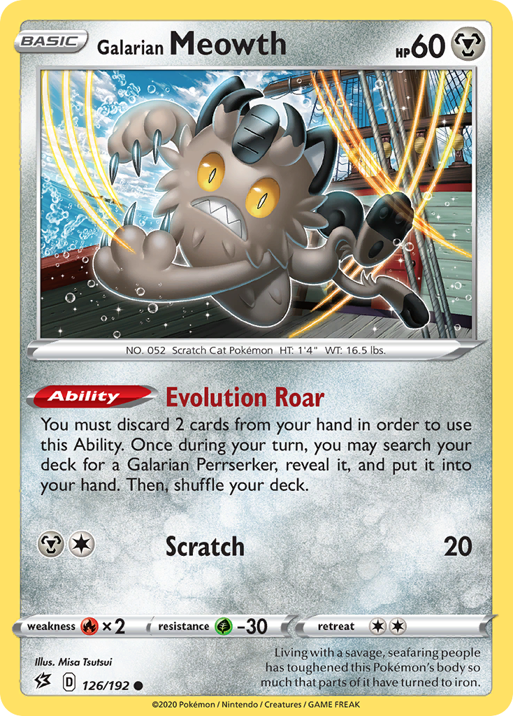 Galarian Meowth (126/192) [Sword & Shield: Rebel Clash] - Destination Retro