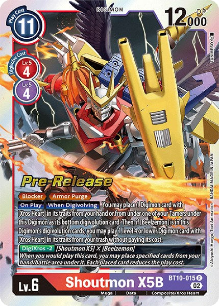 Shoutmon X5B [BT10-015] [Xros Encounter Pre-Release Cards] - Destination Retro