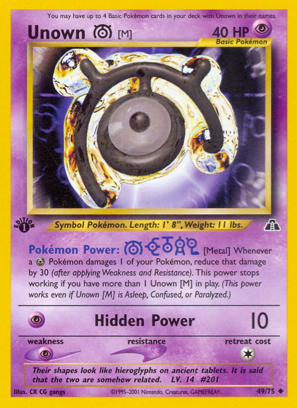 Unown [M] (49/75) [Neo Discovery 1st Edition] - Destination Retro