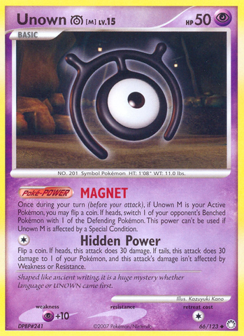 Unown M (66/123) [Diamond & Pearl: Mysterious Treasures] - Destination Retro