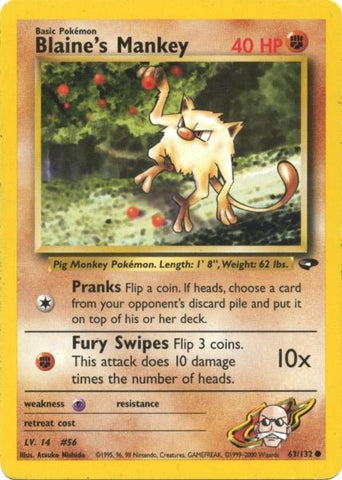 Blaine's Mankey (63/132) [Gym Challenge Unlimited] - Destination Retro