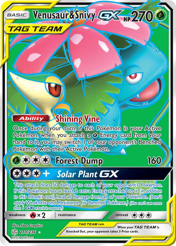 Venusaur & Snivy GX (210/236) [Sun & Moon: Cosmic Eclipse] - Destination Retro
