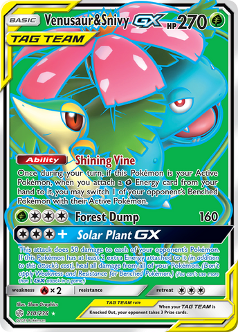 Venusaur & Snivy GX (210/236) [Sun & Moon: Cosmic Eclipse] - Destination Retro