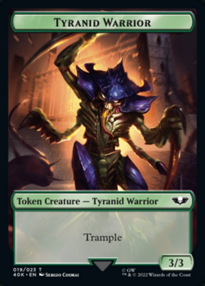Tyranid (017) // Tyranid Warrior Double-sided Token (Surge Foil) [Universes Beyond: Warhammer 40,000 Tokens] - Destination Retro