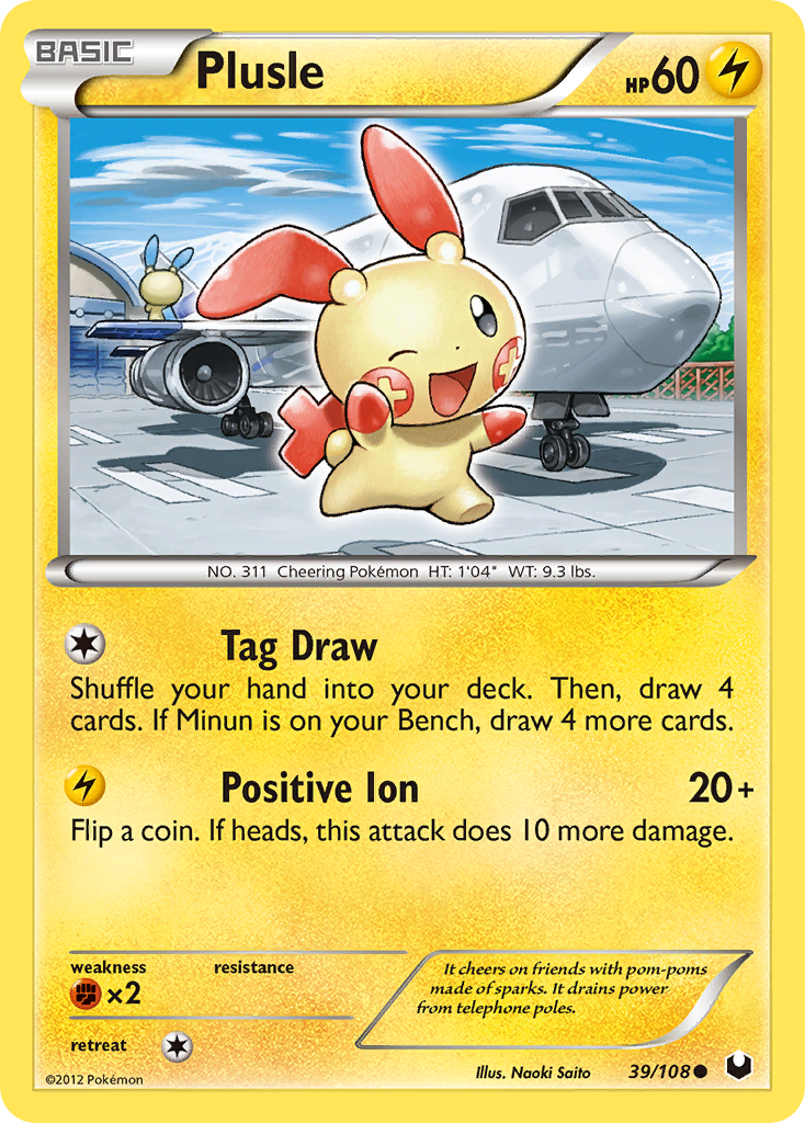 Plusle (39/108) [Black & White: Dark Explorers] - Destination Retro