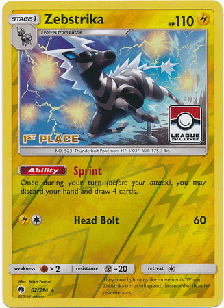 Zebstrika (82/214) (League Promo 1st Place) [Sun & Moon: Lost Thunder] - Destination Retro