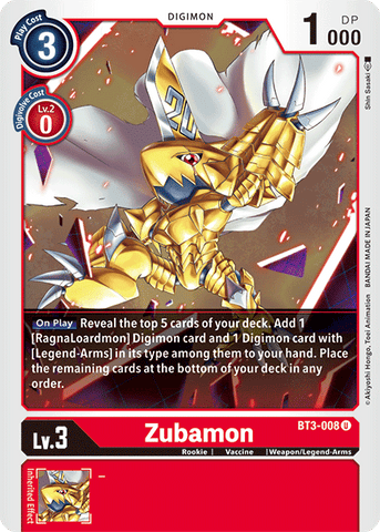 Zubamon [BT3-008] [Release Special Booster Ver.1.5] - Destination Retro