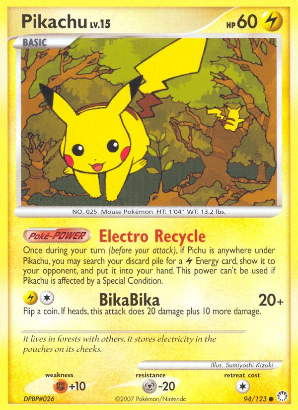 Pikachu (94/123) [Diamond & Pearl: Mysterious Treasures] - Destination Retro
