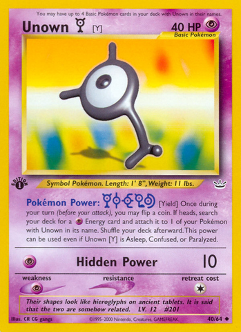 Unown [Y] (40/64) [Neo Revelation 1st Edition] - Destination Retro