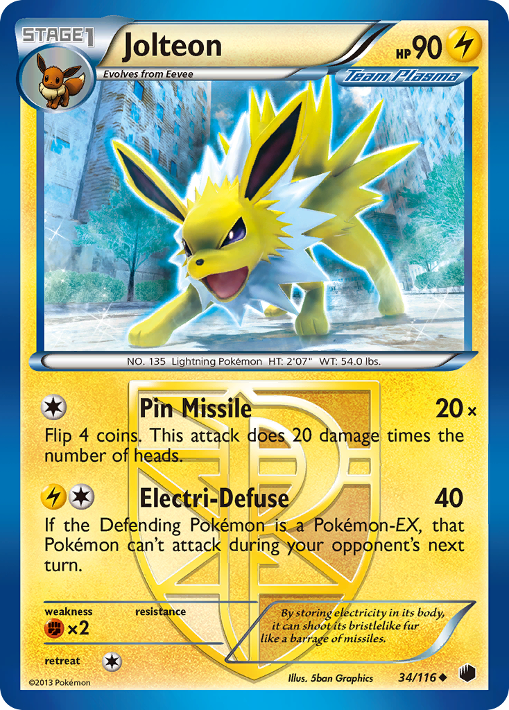 Jolteon (34/116) [Black & White: Plasma Freeze] - Destination Retro