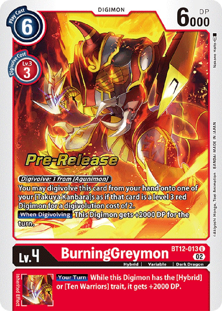 BurningGreymon [BT12-013] [Across Time Pre-Release Cards] - Destination Retro