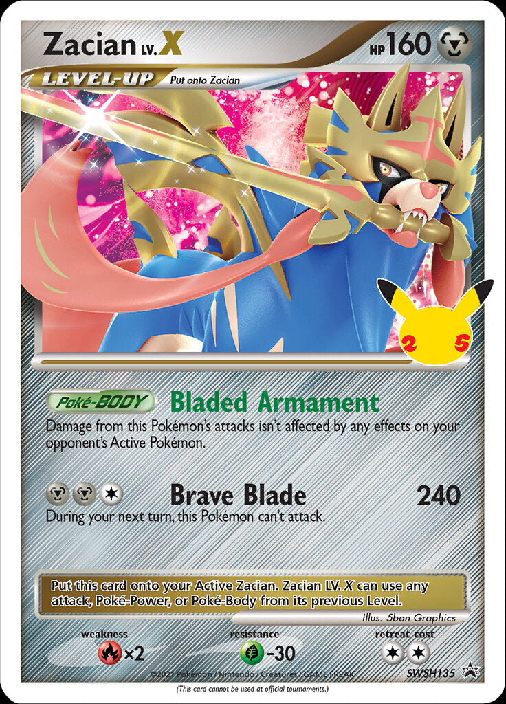 Zacian LV.X (SWSH135) (Celebrations) [Sword & Shield: Black Star Promos] - Destination Retro
