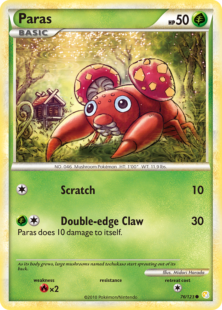 Paras (76/123) [HeartGold & SoulSilver: Base Set] - Destination Retro