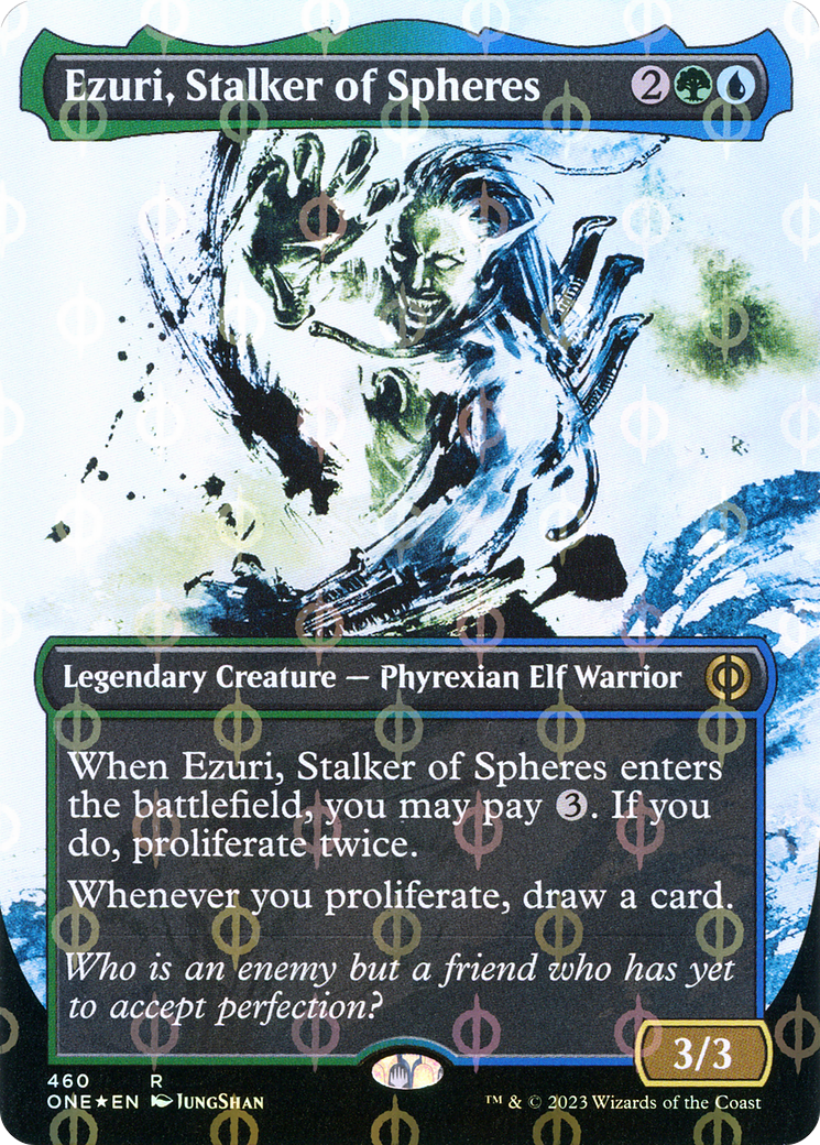 Ezuri, Stalker of Spheres (Borderless Ichor Step-and-Compleat Foil) [Phyrexia: All Will Be One] - Destination Retro