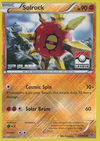 Solrock (64/146) (2nd Place League Challenge Promo) [XY: Base Set] - Destination Retro