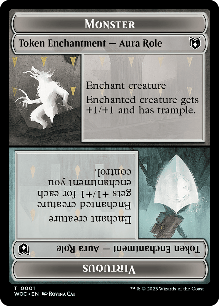 Copy // Monster Role / Virtuous Role Double-Sided Token [Wilds of Eldraine Commander Tokens] - Destination Retro