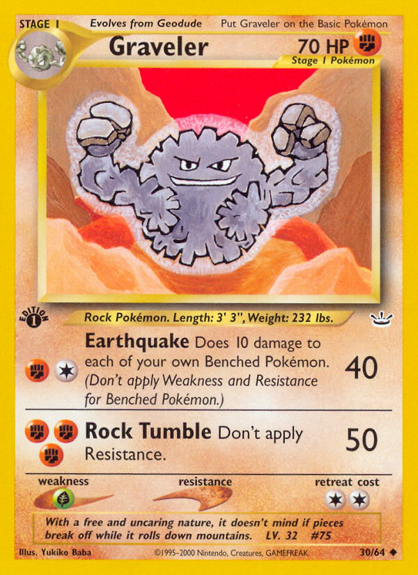 Graveler (30/64) [Neo Revelation 1st Edition] - Destination Retro