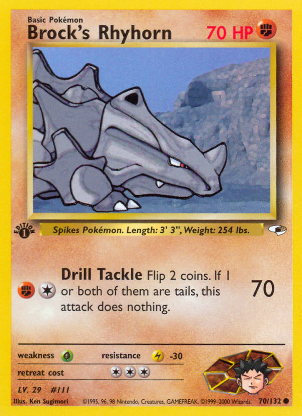 Brock's Rhyhorn (70/132) [Gym Heroes 1st Edition] - Destination Retro