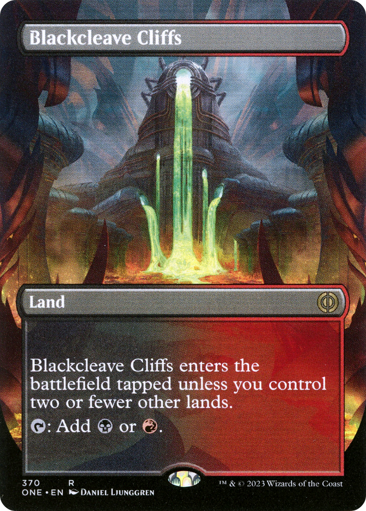 Blackcleave Cliffs (Borderless Alternate Art) [Phyrexia: All Will Be One] - Destination Retro