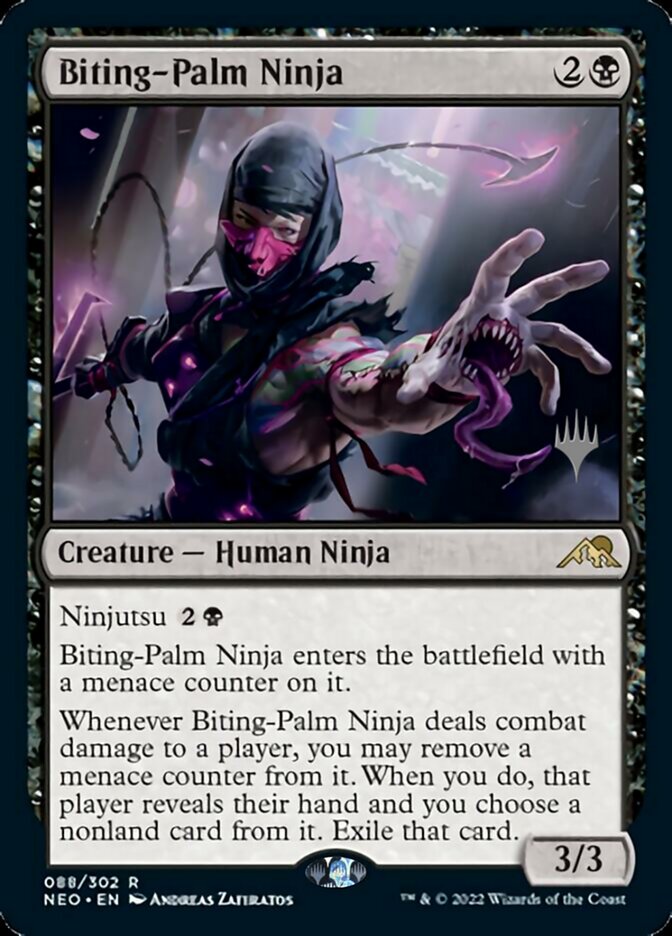 Biting-Palm Ninja (Promo Pack) [Kamigawa: Neon Dynasty Promos] - Destination Retro