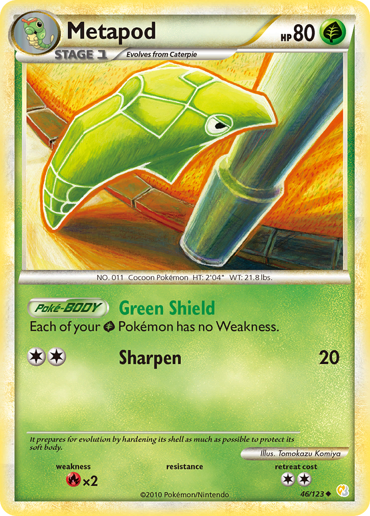 Metapod (46/123) [HeartGold & SoulSilver: Base Set] - Destination Retro
