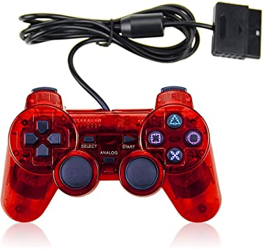 PS2 - DOUBLESHOCK II TRANSPARENT RED CONTROLLER - Destination Retro