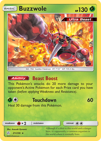 Buzzwole (21/236) [Sun & Moon: Cosmic Eclipse] - Destination Retro