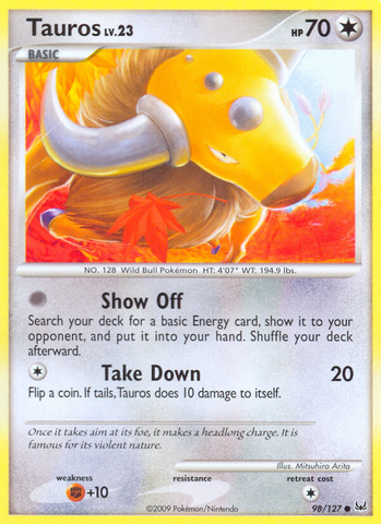 Tauros (98/127) [Platinum: Base Set] - Destination Retro