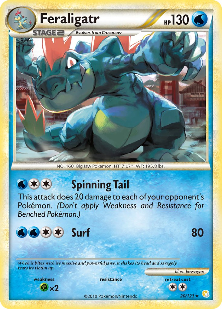 Feraligatr (20/123) (Theme Deck Exclusive) [HeartGold & SoulSilver: Base Set] - Destination Retro
