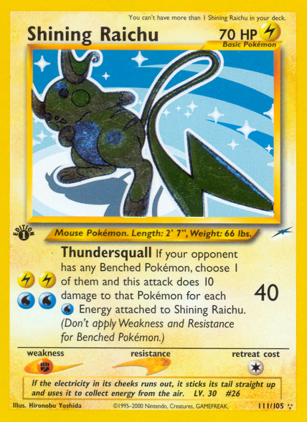 Shining Raichu (111/105) [Neo Destiny 1st Edition] - Destination Retro