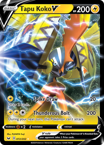 Tapu Koko V (72/202) [Sword & Shield: Base Set] - Destination Retro