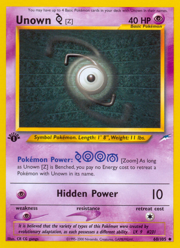 Unown [Z] (60/105) [Neo Destiny 1st Edition] - Destination Retro