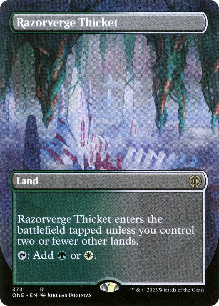 Razorverge Thicket (Borderless Alternate Art) [Phyrexia: All Will Be One] - Destination Retro