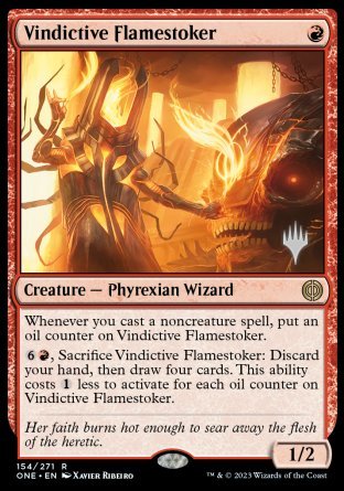 Vindictive Flamestoker (Promo Pack) [Phyrexia: All Will Be One Promos] - Destination Retro