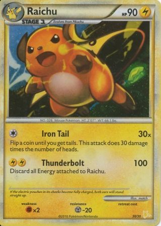 Raichu (30/30) [HeartGold & SoulSilver: Trainer Kit - Gyarados & Raichu] - Destination Retro