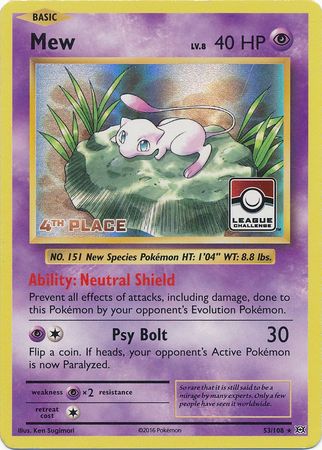 Mew (53/108) (League Promo 4th Place) [XY: Evolutions] - Destination Retro